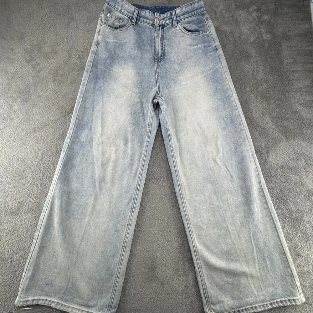 Unbranded Light Wash Wide Leg High Waisted Denim Jeans 28x30 Light Blue Relaxed - Picture 2 of 12
